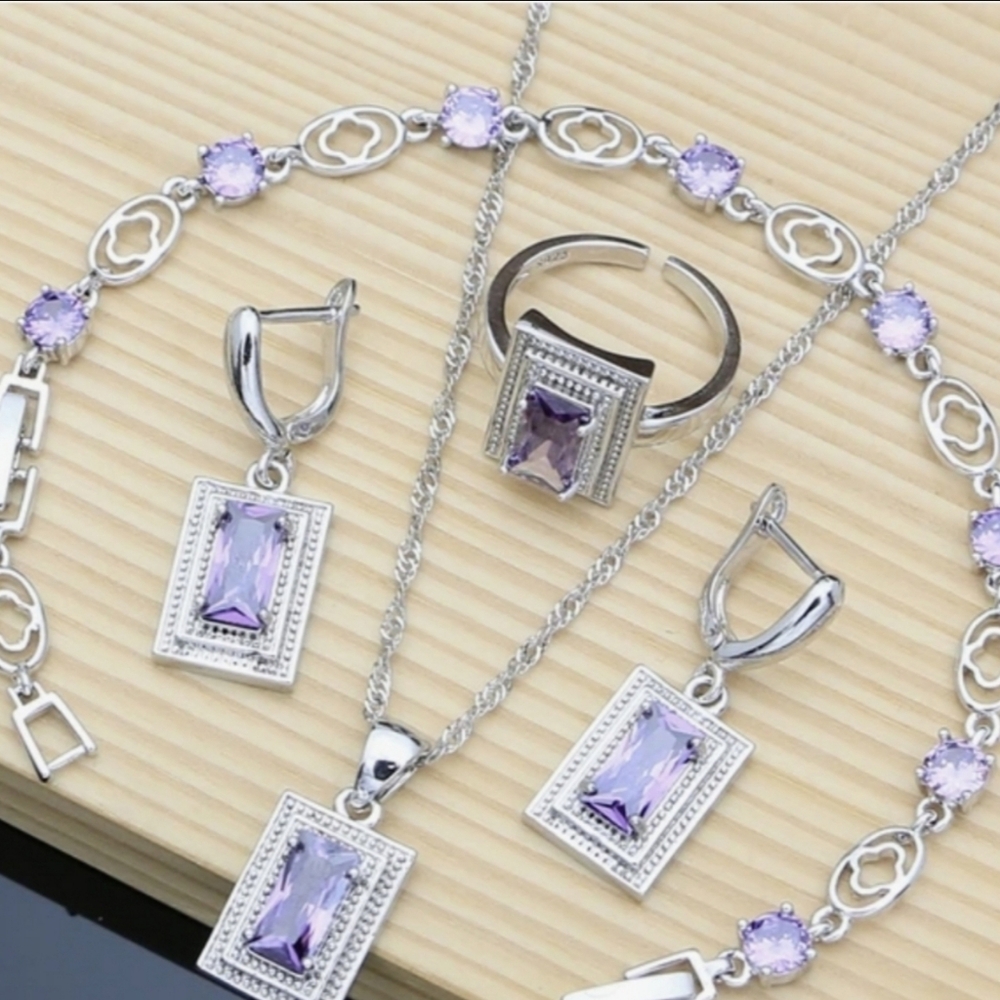 Sterling Silver Wedding Jewelry Set forWomen,Bridal,925STAMPED,any Occasion Gift - Picture 3 of 5